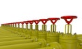 Gas pipes with valve energy transportation sanctions background - 3d rendering