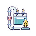 Gas pipework RGB color icon