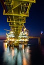 Gas platform or rig platform in sunset or sunrise time