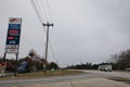 Gas price sign at a rural truck stop traffic 2.55 gallon Royalty Free Stock Photo