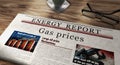 Gas prices energy market newspaper on table Royalty Free Stock Photo