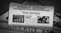 Gas prices energy market newspaper printing media Royalty Free Stock Photo