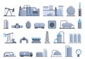 Gas production icons set cartoon vector. Pipeline rig