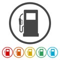 Gas pump icon in circle line Royalty Free Stock Photo