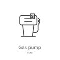 Gas pump icon vector from auto collection. Thin line gas pump outline icon vector illustration. Outline, thin line gas pump icon Royalty Free Stock Photo