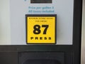 Gas Pump 87 Octane Selection Button