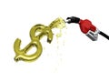 Gas pump over filling a dollar sign Royalty Free Stock Photo