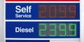 Gas pump prices in Ontario Canada rise and soar to 209.9.9 per liter litre for regular unleaded Royalty Free Stock Photo