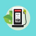 Gas pump station icon with green leaves green energy concept Royalty Free Stock Photo