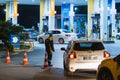 Gas quee of vehicles at the gas station before the big raise of the prices. Izmir Bayrakli Turkey