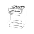 Gas range cooker continuous line drawing. One line art of home appliance, kitchen, electrical, oven, cooking food.