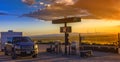 Gas refueling at sunset Royalty Free Stock Photo