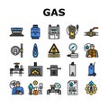 gas service energy power fuel icons set vector