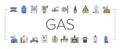 gas service energy power fuel icons set vector