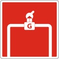 Gas Shutoff Valve Sign On Red Background