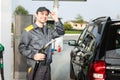 Gas station attendant at work