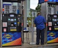 Gas Station Attendant Working at Gas Pumping Store Business