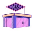 Gas station convenience store 2D linear cartoon object