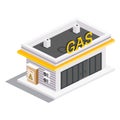 Gas Station Exterior. Isometric Isolated Modern Building. Infographic Element