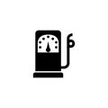 Gas station, Fuel Pump, Filling Petrol. Flat Vector Icon illustration. Simple black symbol on white background. Gas Royalty Free Stock Photo