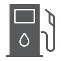 Gas station glyph icon, fuel and gasoline, filling station sign, vector graphics, a solid pattern on a white background. Royalty Free Stock Photo