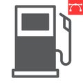 Gas station glyph icon, fuel and gasoline, petrol pump vector icon, vector graphics, editable stroke solid sign, eps 10. Royalty Free Stock Photo