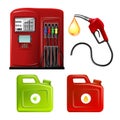 Gas Station Hosepipe And Canisters Set Vector Royalty Free Stock Photo