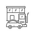 Black line icon for Gas station, fuel and car Royalty Free Stock Photo