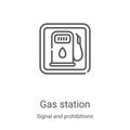 gas station icon vector from signal and prohibitions collection. Thin line gas station outline icon vector illustration. Linear Royalty Free Stock Photo