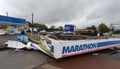 Gas station island collapse in Hurricane Florence Royalty Free Stock Photo