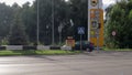 Gas station KLO near the road in the city of Kyiv, the capital of Ukraine. KLO is a Ukrainian network of filling stations. Ukraine