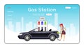 Gas station landing page flat color vector template