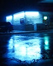 Gas Station Glow at Night Royalty Free Stock Photo