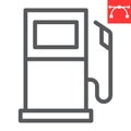 Gas station line icon, fuel and gasoline, petrol pump vector icon, vector graphics, editable stroke outline sign, eps 10 Royalty Free Stock Photo