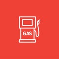 Gas Station Line Icon On Red Background. Red Flat Style Vector Illustration Royalty Free Stock Photo