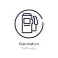 gas station outline icon. isolated line vector illustration from traffic signs collection. editable thin stroke gas station icon Royalty Free Stock Photo