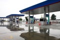 Gas station in raining day, Thailand. Royalty Free Stock Photo