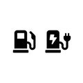 Gas station refueling and electro car charge station vector icon. Refueling symbol isolated. Vector illustration EPS 10 Royalty Free Stock Photo