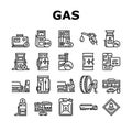 Gas Station Refueling Equipment Icons Set Vector