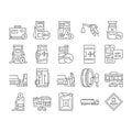 Gas Station Refueling Equipment Icons Set Vector .