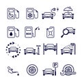 Gas station. Set of 16 monochrome vector icons