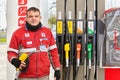 A gas station worker in Istanbul, Turkey