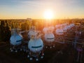 Gas storage sphere tanks in chemical plant, aerial view