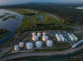 Gas storage terminal in the sea port. Baltic sea, Daugava river.