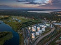 Gas storage terminal in the sea port. Baltic sea, Daugava river.