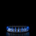 Gas stove with blue butane flame