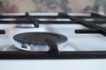 Gas stove, blue fire. The use of domestic gas for domestic purposes Royalty Free Stock Photo