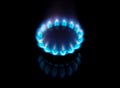 Gas stove burner on black background Royalty Free Stock Photo