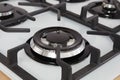 Gas stove burner close-up. Empty gas hob in the kitchen interior Royalty Free Stock Photo