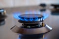 Gas stove turned on. Gas supply. Royalty Free Stock Photo